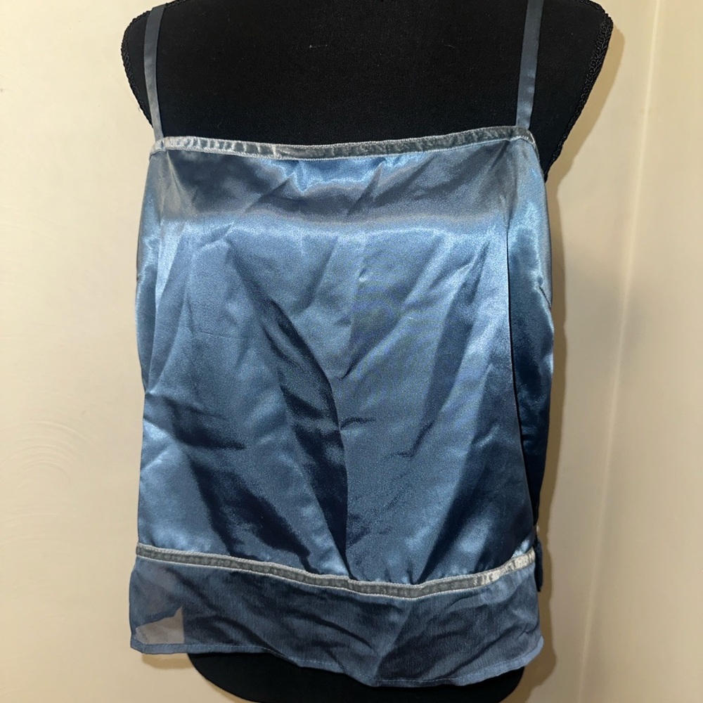 Y2K Victoria’s Secret Blue Satin and Velvet Camisole size Large